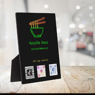 Neon Asian Noodle Bowl Social Media Scan Codes Fotoplatte