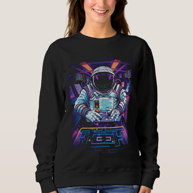 Neon-Astronaut Kosmische Weltraum-Explorations-Gra Sweatshirt (Vorderseite)