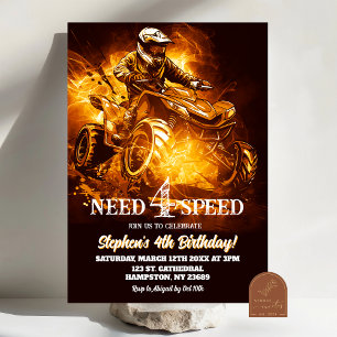 Neon-ATV-Quad-Bike-Need-for-Speed-Geburtstagsjunge Einladung