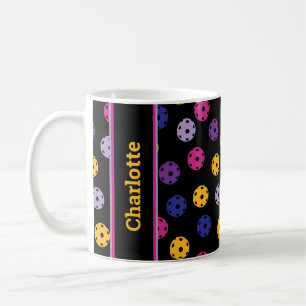 Neon auf Black Pickleball, individuelle Name Kaffe Kaffeetasse