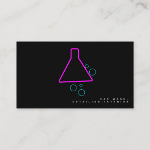 Neon-Auto-Wasch-Innenausstattungsdesigner-Logo D Visitenkarte