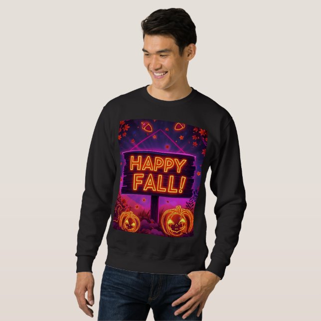 Neon Autumn Hoodie - Happy Herbstlaubs, Pumpkins & (Vorne ganz)