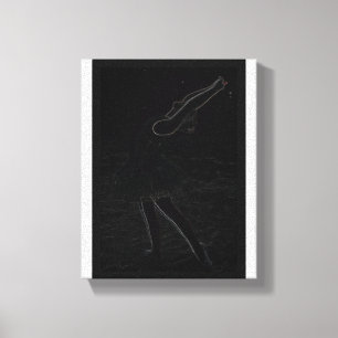 Neon, Ballerina im Schnee- Leinwanddruck