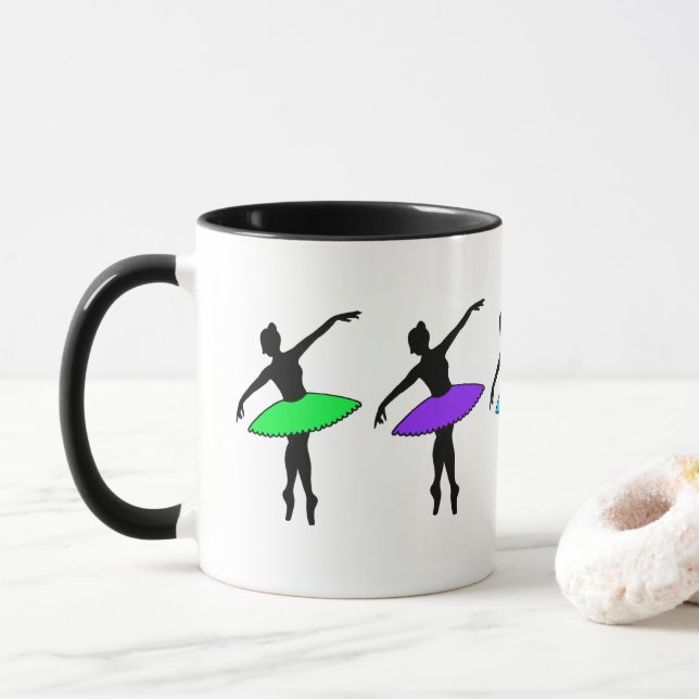 Neon Ballerinas Ballet Pointe Tanzlehrer Tutu Tasse (Mit Donut)