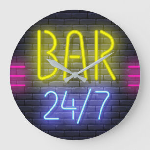  Neon-Bar Große Wanduhr