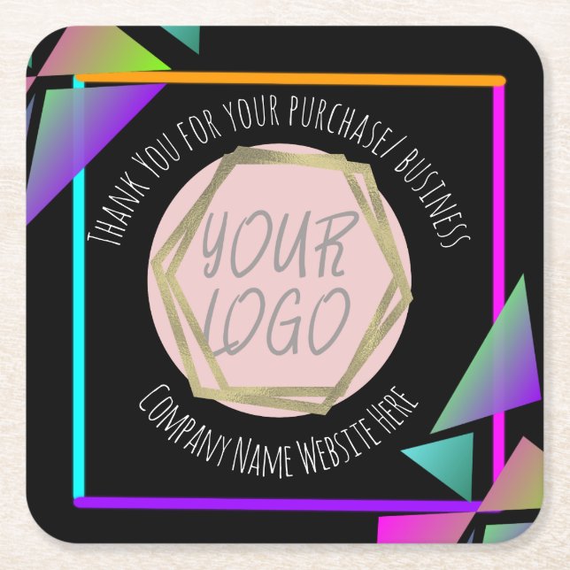 Neon Bar Restaurant Company Business-Logo Rechteckiger Pappuntersetzer (Vorderseite)