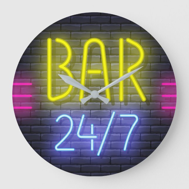 Neon Bar Sign Große Wanduhr (Vorderseite)