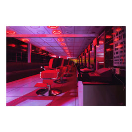 Neon barbershop digital painting print fotodruck