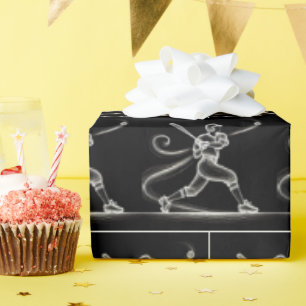 Neon Baseball Player mit leichten Tracks Geschenkpapier