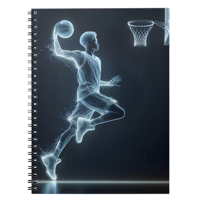 Neon Basketball Player mit leichten Wegen Notizblock (Vorderseite)