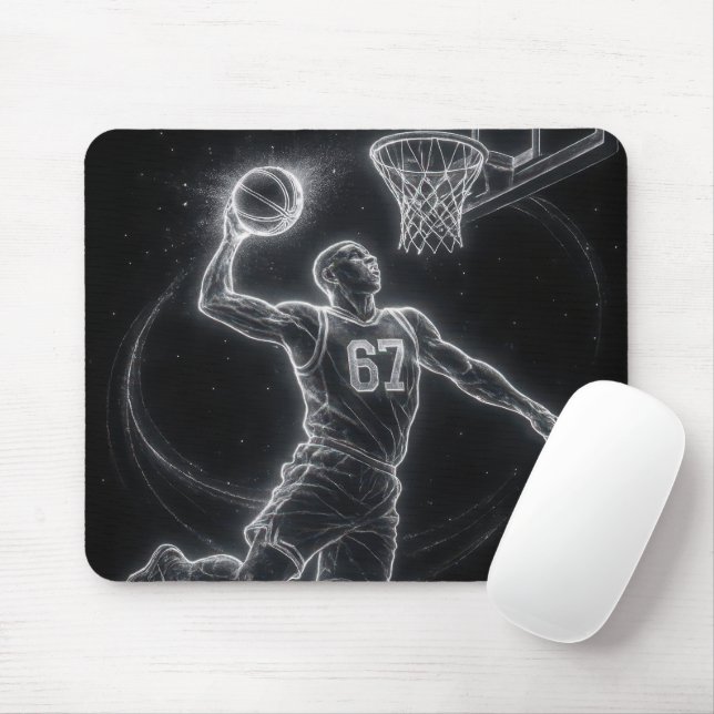 Neon Basketball Player Number 67 Mousepad (Mit Mouse)