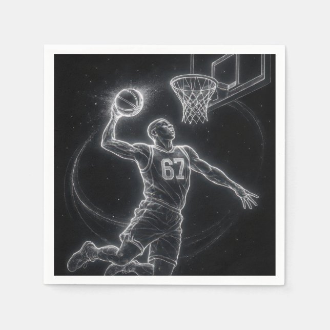 Neon Basketball Player Number 67 Serviette (Vorderseite)