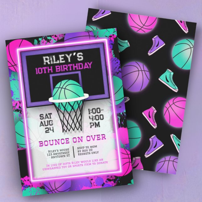Neon Basketball Sneakers & Paint Spritzer Geburtst (Von Creator hochgeladen)
