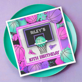 Neon Basketball Sneakers & Paint Spritzer Geburtst Serviette