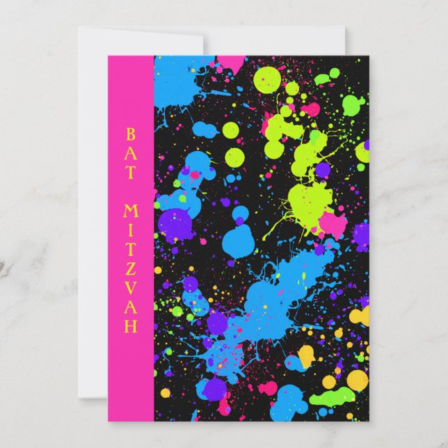 Neon, Bat Mitzvah, individuelle Einladung (Vorderseite)