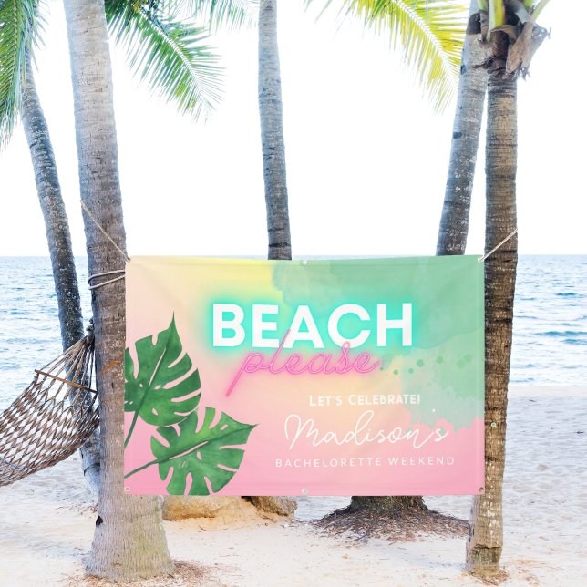 Neon Beach Bitte Bachelorette Pink Gradient Banner (Von Creator hochgeladen)