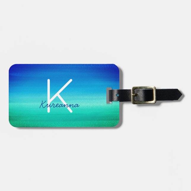 Neon Beachy Blue Green Gepäckanhänger (Vorderseite horizontal)