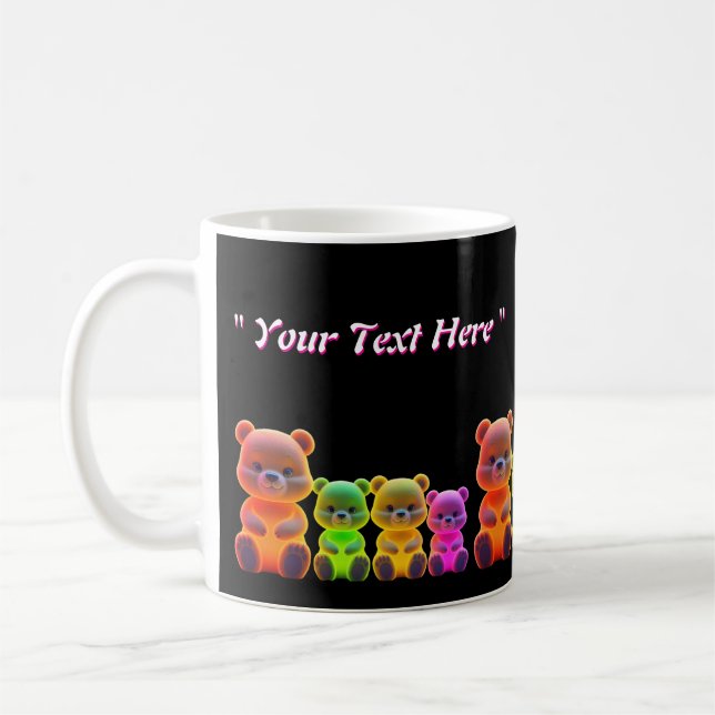 Neon Bear Family Digitale Kunst Kaffeetasse (Links)