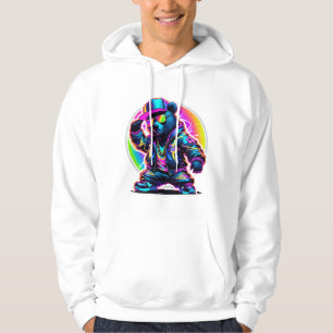 Neon Bear Glow: Lebhafte Retro Streetwear Hoodie