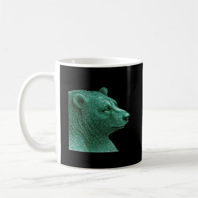 Neon Bear Line Art Coffee Mug – Modern Wildlife Il Kaffeetasse (Links)
