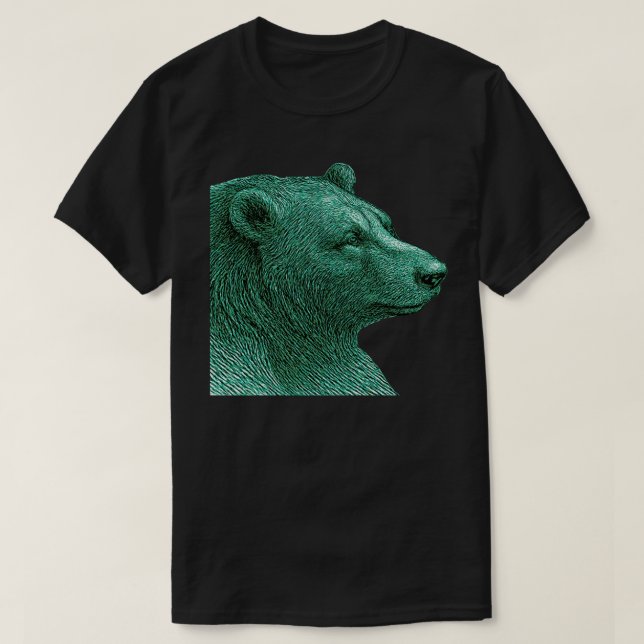 Neon Bear Line Art | Modern Wildlife Illustration T-Shirt (Design vorne)