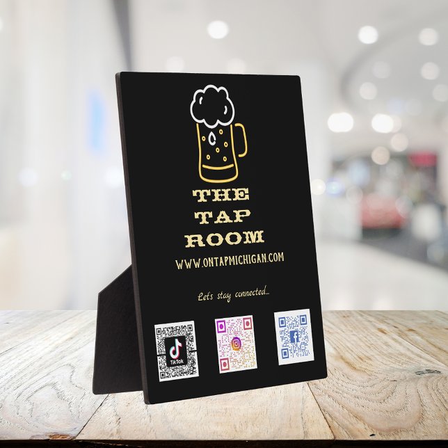 Neon Beer Tasse Social Media QR Codes Plaque Fotoplatte (Von Creator hochgeladen)