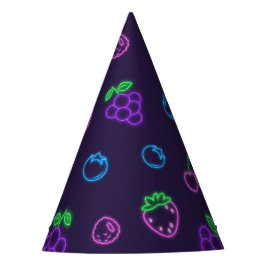 Neon-Beeren-Muster - Papier-Party-Hut Erdbeere Partyhütchen