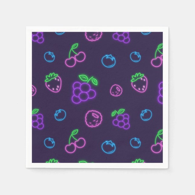 Neon-Beerenmuster-Papierhandtücher Serviette (Vorderseite)