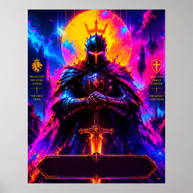 Neon-Beschützer-Vater-Plakat Poster (Vorne)