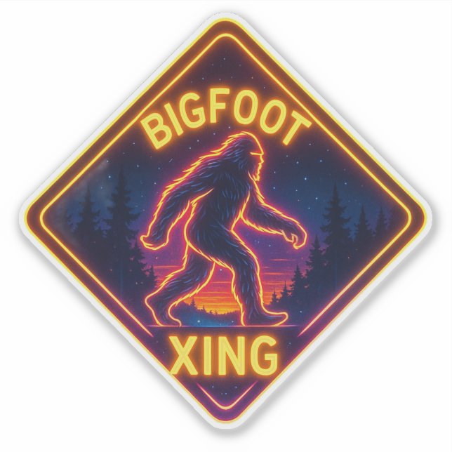 Neon Bigfoot Xing Sticker (Vorderseite)