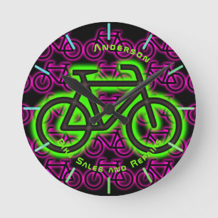 Neon BIKE Shop Reparatur Personalisierte Mauer Runde Wanduhr