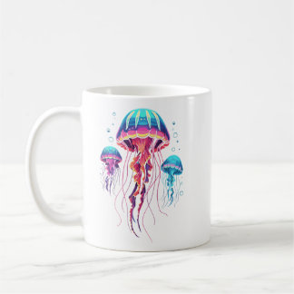 Neon Bioluminescent Jellyfish Trio Aesthetic Kaffeetasse