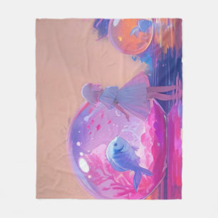 Neon-Biolumineszente Qualle und leuchtende Meerest Fleecedecke