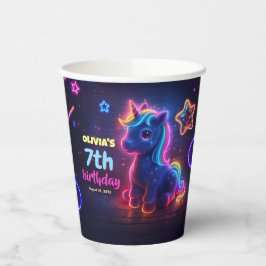 Neon Birthday Party Einicorn Magical Pappbecher
