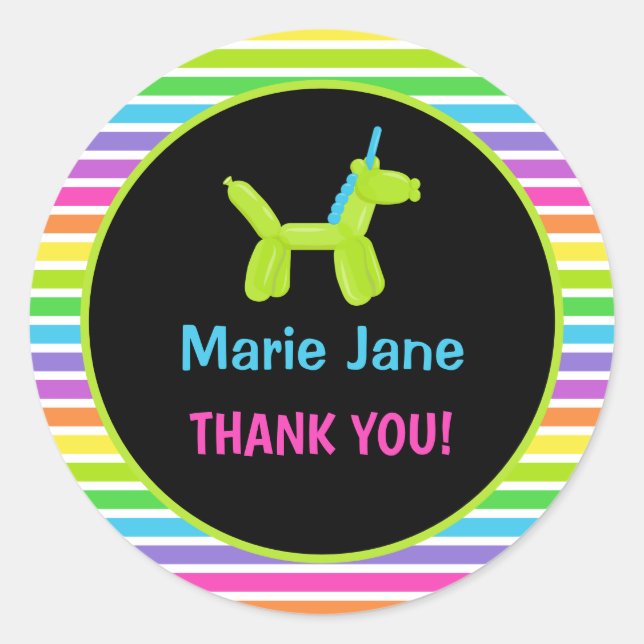 NEON BIRTHDAY TIERALS BALLOONS RUNDER AUFKLEBER (Vorderseite)