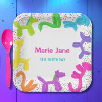 NEON BIRTHDAY TIERE BALLOONS PAPIER TELLER