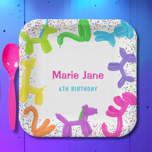 NEON BIRTHDAY TIERE BALLOONS PAPIER TELLER
