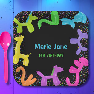 NEON BIRTHDAY TIERE BALLOONS PAPIER TELLER