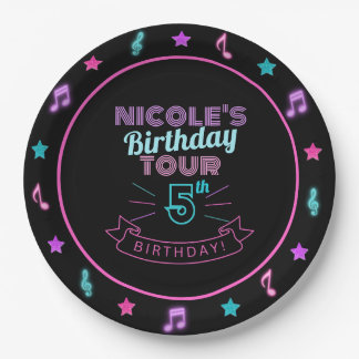 Neon-Birthday-Tour-Musik-Geburtstagsfeier-Platten Pappteller