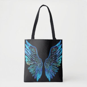 Neon Black and Blue Angel Wings