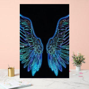 Neon Black and Blue Angle Wings Acrylschild
