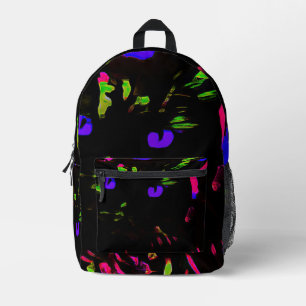 Neon Black Cat mit leuchtenden Augen Bedruckter Rucksack