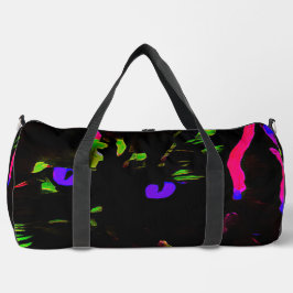 Neon Black Cat mit leuchtenden Augen Duffle Bag