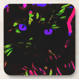 Neon Black Cat mit leuchtenden Augen Getränkeuntersetzer