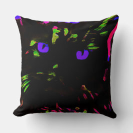 Neon Black Cat mit leuchtenden Augen Kissen