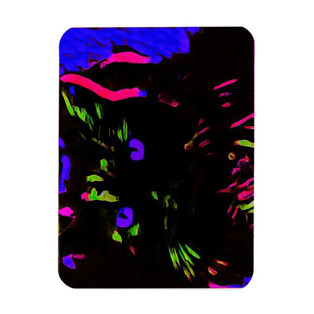Neon Black Cat mit leuchtenden Augen Magnet (Vertikal)