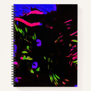 Neon Black Cat mit leuchtenden Augen Notizbuch