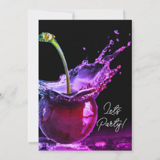 Neon Black Cherry Party Einladung