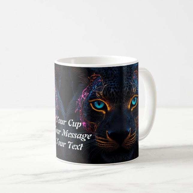 Neon Black Leopard Kaffeetasse (VorderseiteRechts)