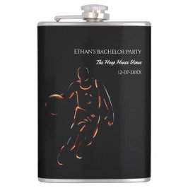 Neon Black Orange Basketball Party Wochenende Flachmann